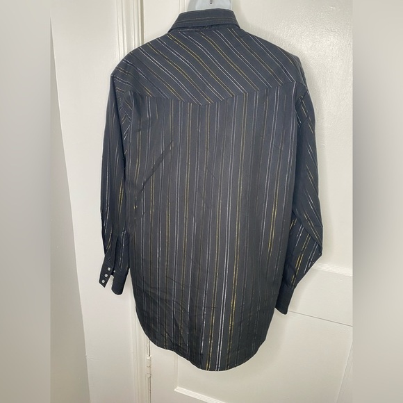 Ely Cattleman Vintage Men's Black Gold & Silver Striped Western Shirt - Picture 9 of 9